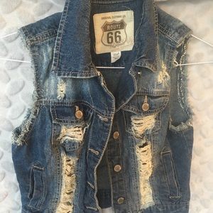 Distressed jean jacket
